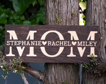 Personalized Mom Gift, Personalized Gift for Mom, Custom Gift for Mom, Custom Mom Sign, Mom Wood Sign, Custom Mom Gift, Mom Wooden Sign Mom