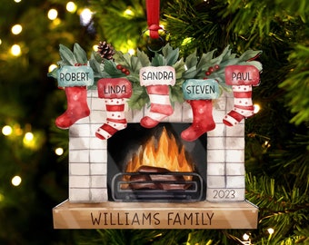 Personalized Ornaments, Christmas Ornaments Personalized, Family Ornament, Ornaments Christmas, Family Stocking Ornament, Fireplace Ornament