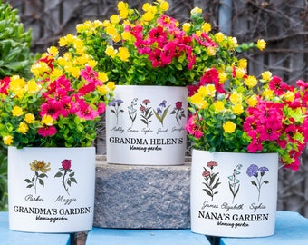 Grandma Gift, Mother's Day Gift, Personalized Gifts for Mom, Flower Pot Custom, Grandmas Garden, Birth Flower Mom Gifts from Daughter