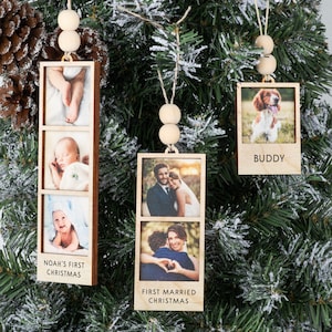 Photo Ornament Christmas, Photo Strip Ornament, Personalized Photo Strip Christmas Ornament, First Married Ornament, Photo Frame