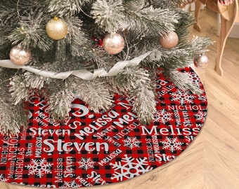 Tree Skirt Personalized Christmas Gifts, Family Tree Skirt, Custom Name Tree Skirt, Christmas Home Decor, Family Velvet Tree Skirt