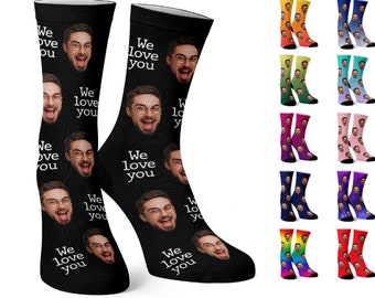 Personalized Sock w Photo for Men & Women, Personalized Gifts for Him, Birthday Gifts for Him, Custom Face Socks w Text, Funny Pet Socks