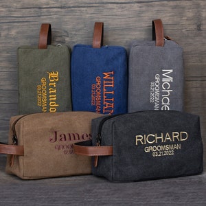 Personalized Toiletry Bag for Men, Groomsmen Gifts, Embroidered Groomsman Toiletry Bags - Groomsman Proposal Gift Idea - Gifts for Him