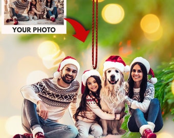 Adorno navideño con foto, adorno acrílico, adorno personalizado con foto familiar, adorno acrílico con imagen, adornos familiares, regalo para parejas