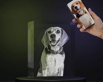 Pet Memorial Gift • Pet Loss Gift • Personalized Pet 3D Engraved Crystal Photo • Dog Loss Gift • Pet Bereavement Gift • Pet Sympathy Gift