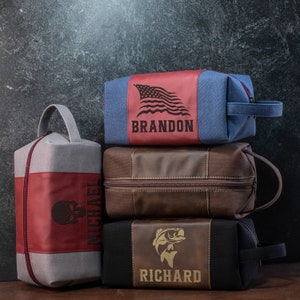 Personalized  Gifts for Him, Men&#39;s Toiletry Bag Personalized Engraved Dopp Kit For Men, Groomsmen Gifts, Custom Leather Toiletry Bag