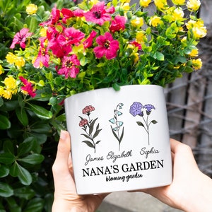 Personalized Flower Pot For Grandmas Garden Gift for Grandma, Birth Flower Mom Gifts from Daughter, Personalized Gifts for Mothers Day Gifts image 3