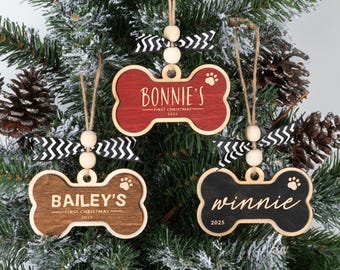 Dog Bone Ornament, Dog's First Christmas Ornament, New Dog Ornament, New Puppy Ornament, Personalized Dog's First Christmas, Bone Ornament