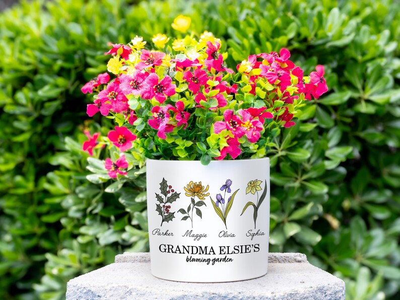 Grandma Gift, Mother's Day Gift, Personalized Gifts for Mom, Flower Pot Custom, Grandmas Garden, Birth Flower Mom Gifts from Daughter image 5