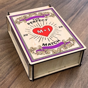 Caja de cerillas grande personalizada para parejas, regalos de compromiso, regalo de boda para pareja, regalo de inauguración de la casa, regalos de aniversario, regalo de despedida de soltera imagen 10