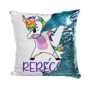 Birthday Gift for Girls, Sequin Pillowcase, Unicorn Sequin Pillowcase, Personalized Sequin, Custom Unicorn Pillowcase