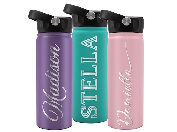 Personalized Engraved Water Bottle With Straw, Employee Appreciation Gift, Insulated Water Bottle, Custom Water Bottle, Employees Bulk Gift