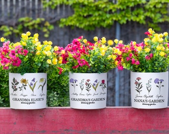 Personalized Flower Pot For Grandmas Garden Gift for Grandma, Birth Flower Mom Gifts from Daughter, Personalized Gifts for Mothers Day Gifts