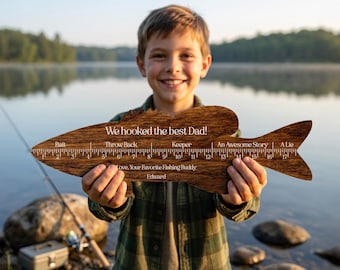 Fathers Day Gift for Dad, Personalized Fish Ruler for Fathers Day Gift From Kids, Fish Ruler for Dad, Gift for Grandpa Dad Fishing Gift