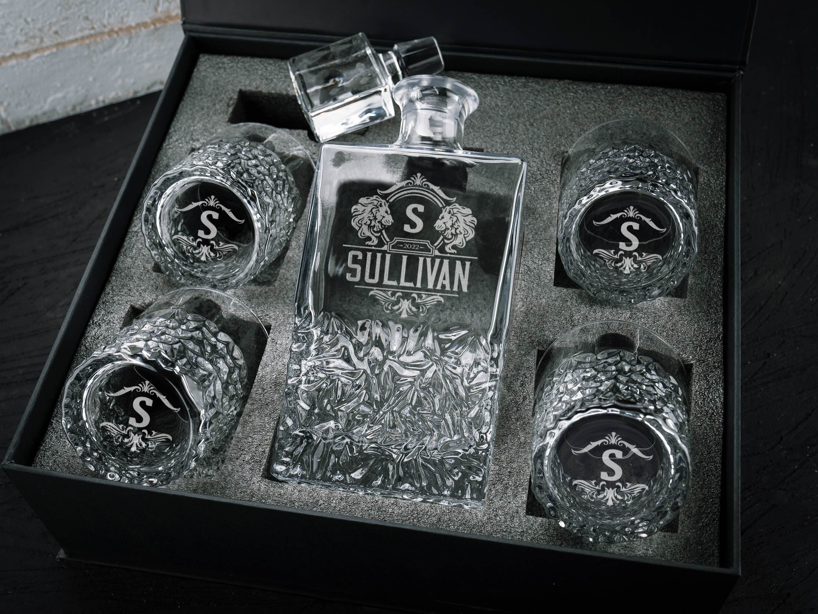 Groomsmen Gifts, Personalized Whiskey Decanter Set, Gifts for Him, Anniversary Gift for Husband, Bourbon Decanter for Men