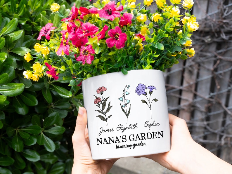 Grandma Gift, Mother's Day Gift, Personalized Gifts for Mom, Flower Pot Custom, Grandmas Garden, Birth Flower Mom Gifts from Daughter image 8