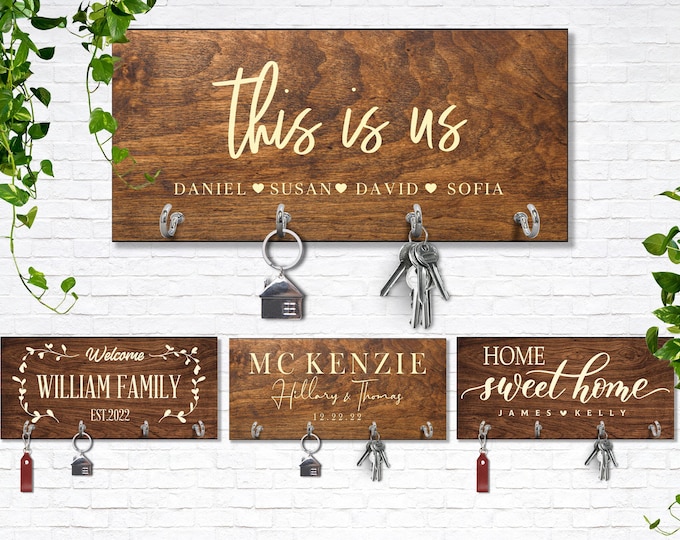 Housewarming Gifts for Couple, Personalized Key Holder for Wall, New Home Gift, Key Hanger, First Home Gift, Realtor Closing, Key Hanger