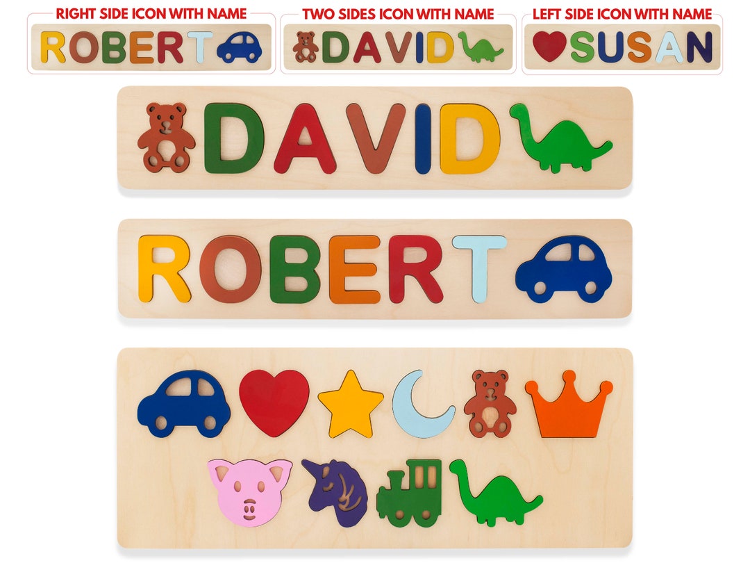 Name Puzzle With Pegs, Customized Wooden Name Puzzle for Toddler, Baby