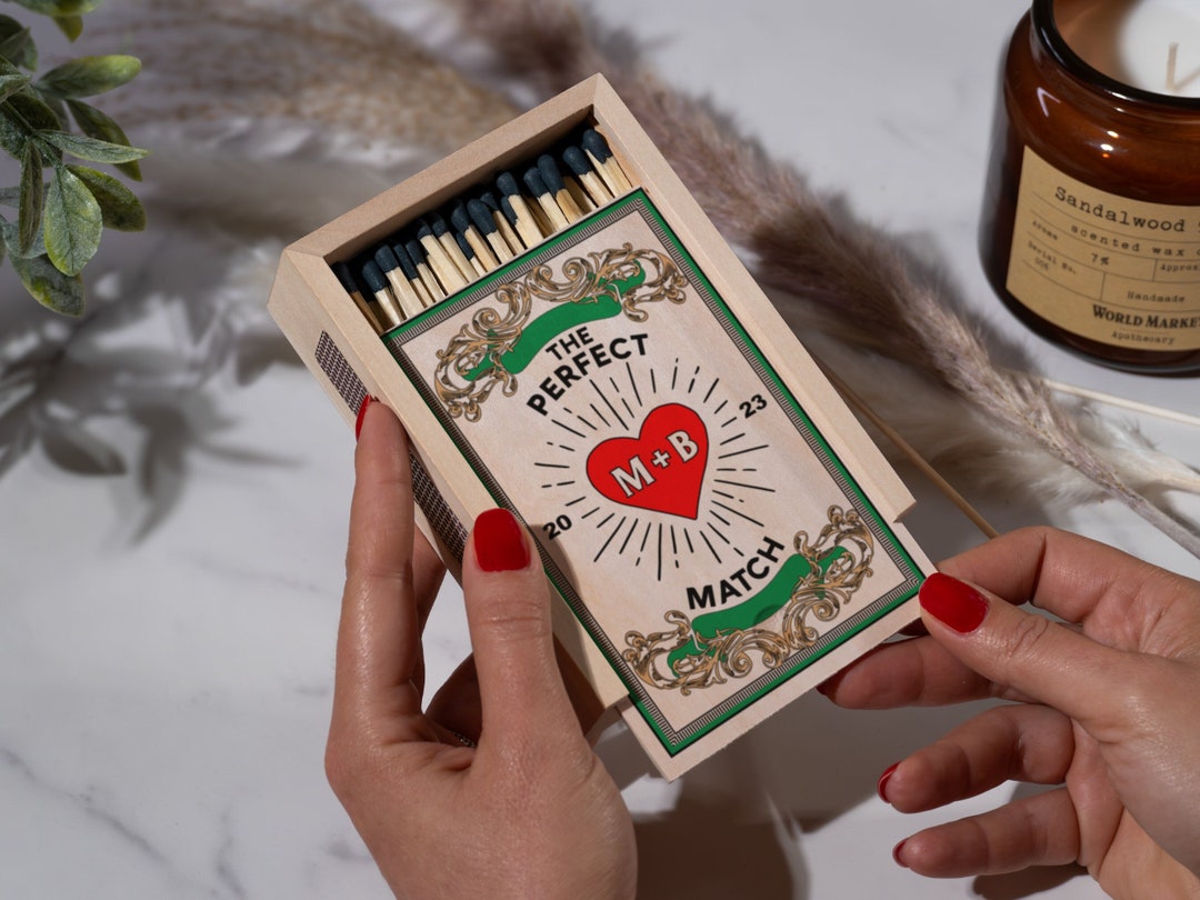 Personalized Couples Matchbox Wood, Gifts for Couple, Custom Wood Matchbox for Couples, Housewarming Gift, New House Gift