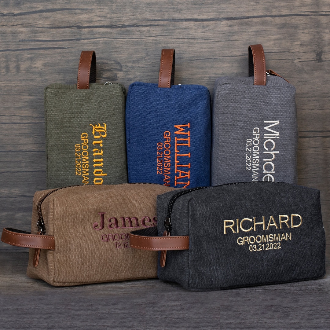 Personalized Toiletry Bag for Men, Groomsmen Gifts, Embroidered ...