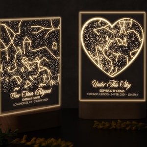Star Map Night Light, Couple Star Map, Constellation Map Light, Anniversary Gifts for Husband, Boyfriend, Engagement Gift for Him