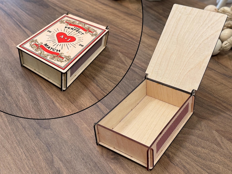 Caja de cerillas grande personalizada para parejas, regalos de compromiso, regalo de boda para pareja, regalo de inauguración de la casa, regalos de aniversario, regalo de despedida de soltera imagen 11