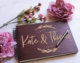 Wedding Guest Book, Wood Guest Book Personalized , Custom Guestbook, Wooden Guest Book, Hard Cover Laser Engraved Guest Book
