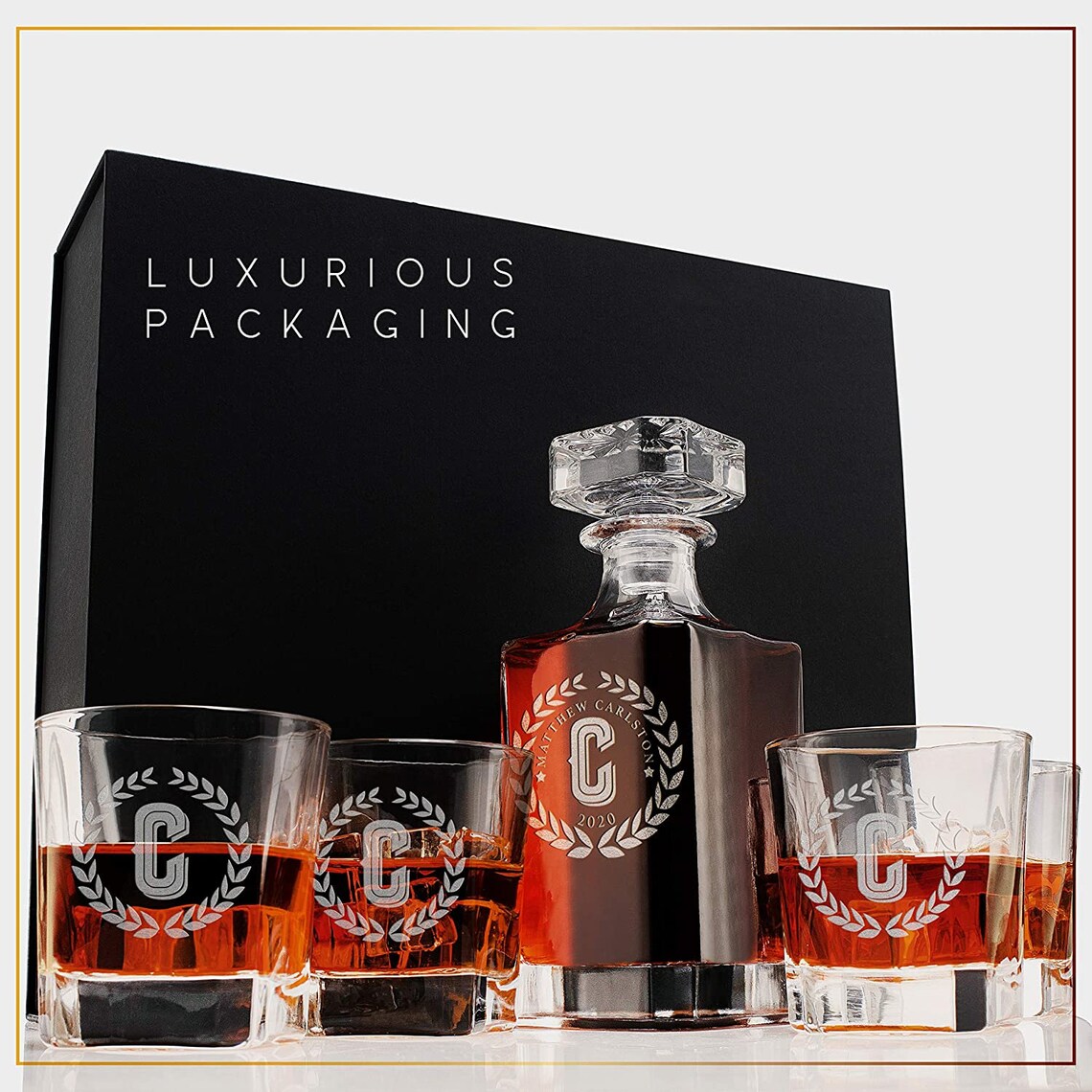 Personalized Whiskey Decanter and Glass Set Custom Logo Etsy