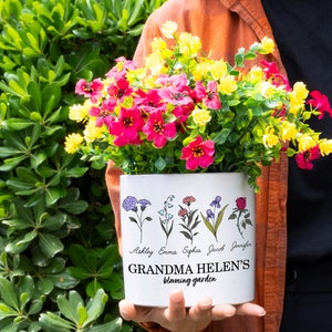 Personalized Flower Pot For Grandmas Garden Gift for Grandma, Birth Flower Mom Gifts from Daughter, Personalized Gifts for Mothers Day Gifts image 7