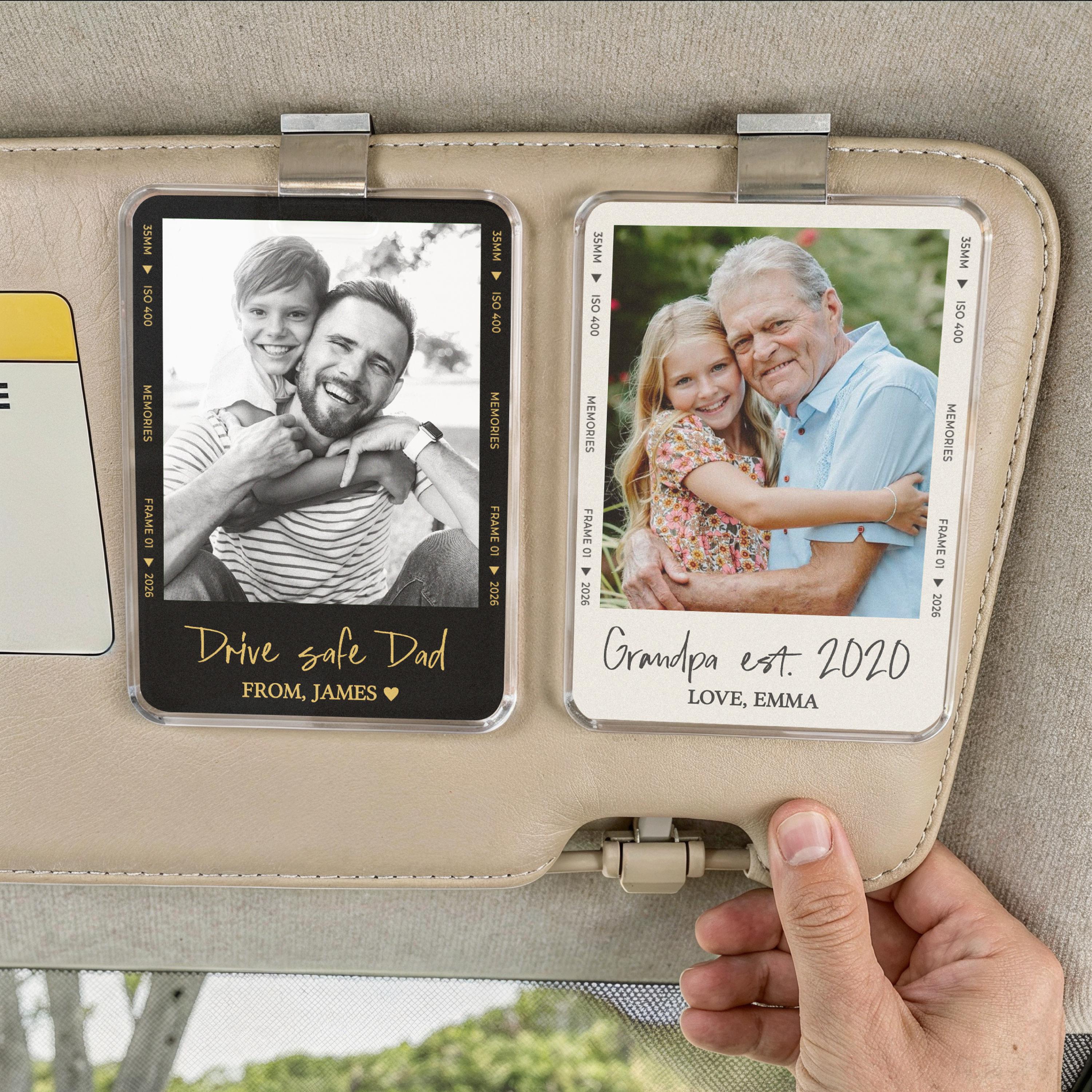 Fathers Day Gift for Dad Photo Car Visor Clip, Drive Safe Daddy
