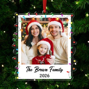 Christmas Ornament, Photo Ornament, Family Keepsake, Family Photo Ornament, Christmas Lights Polaroid Ornament, Couple Family Ornaments