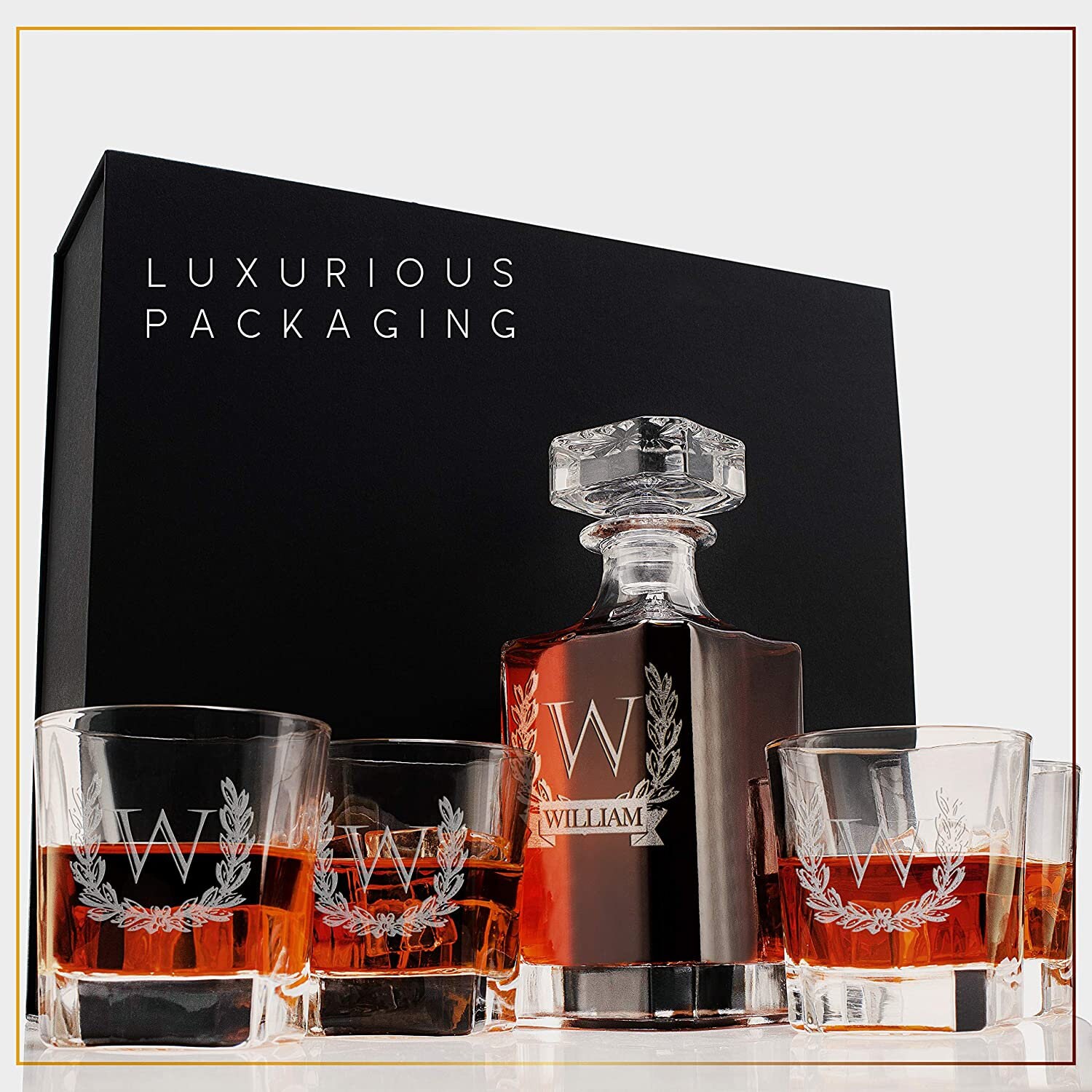 Personalized Whiskey Decanter and Glass Set Custom Logo Etsy