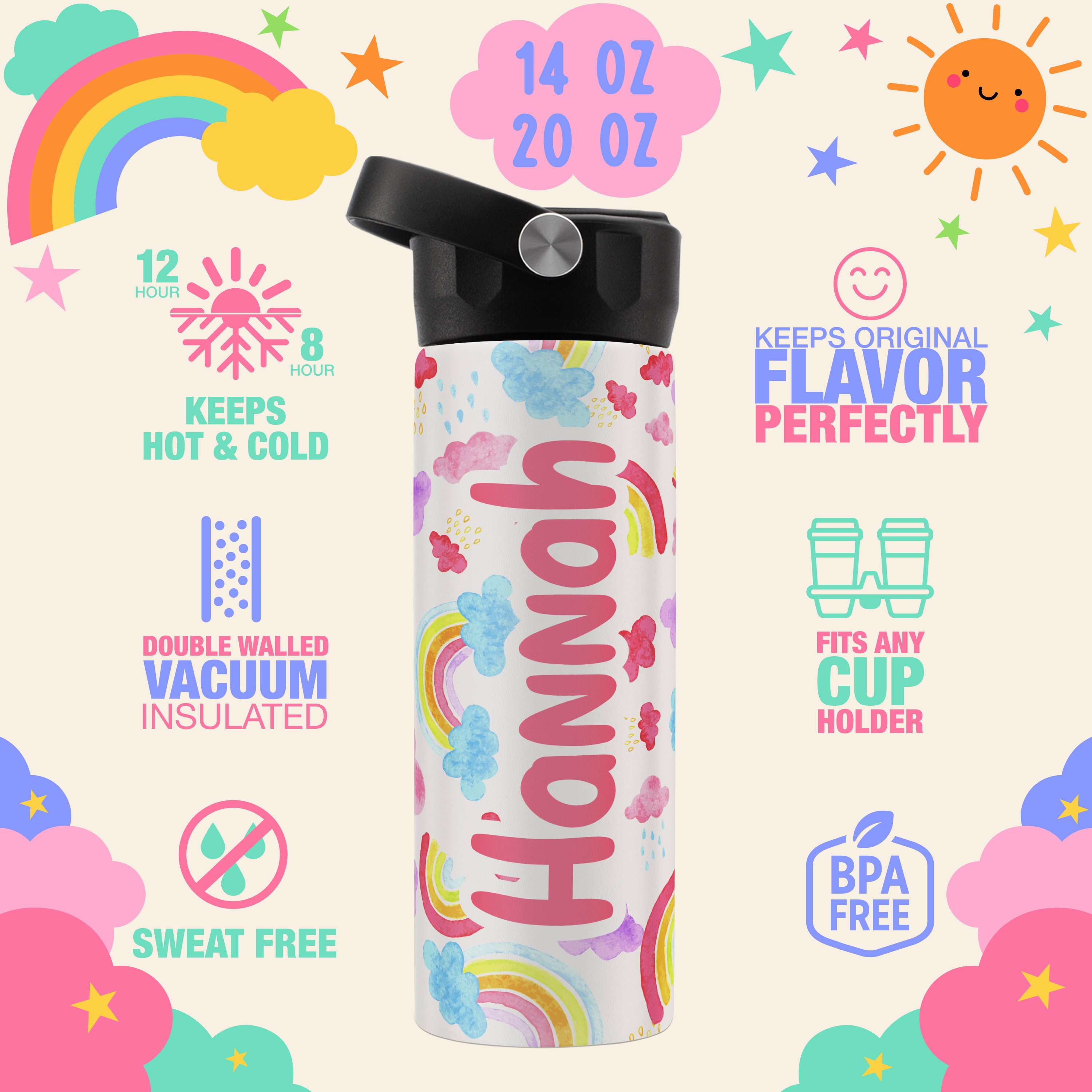 Personalized Kids Water Bottle, Back to School Gift for Kids, Name Cup ...