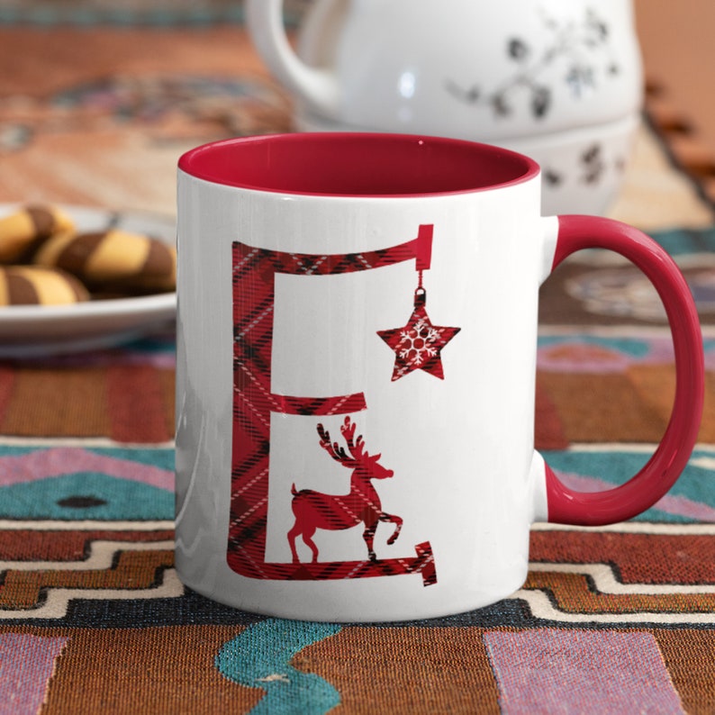 Personalized Christmas Mug Initial Christmas Xmas Coffee Mug  Etsy