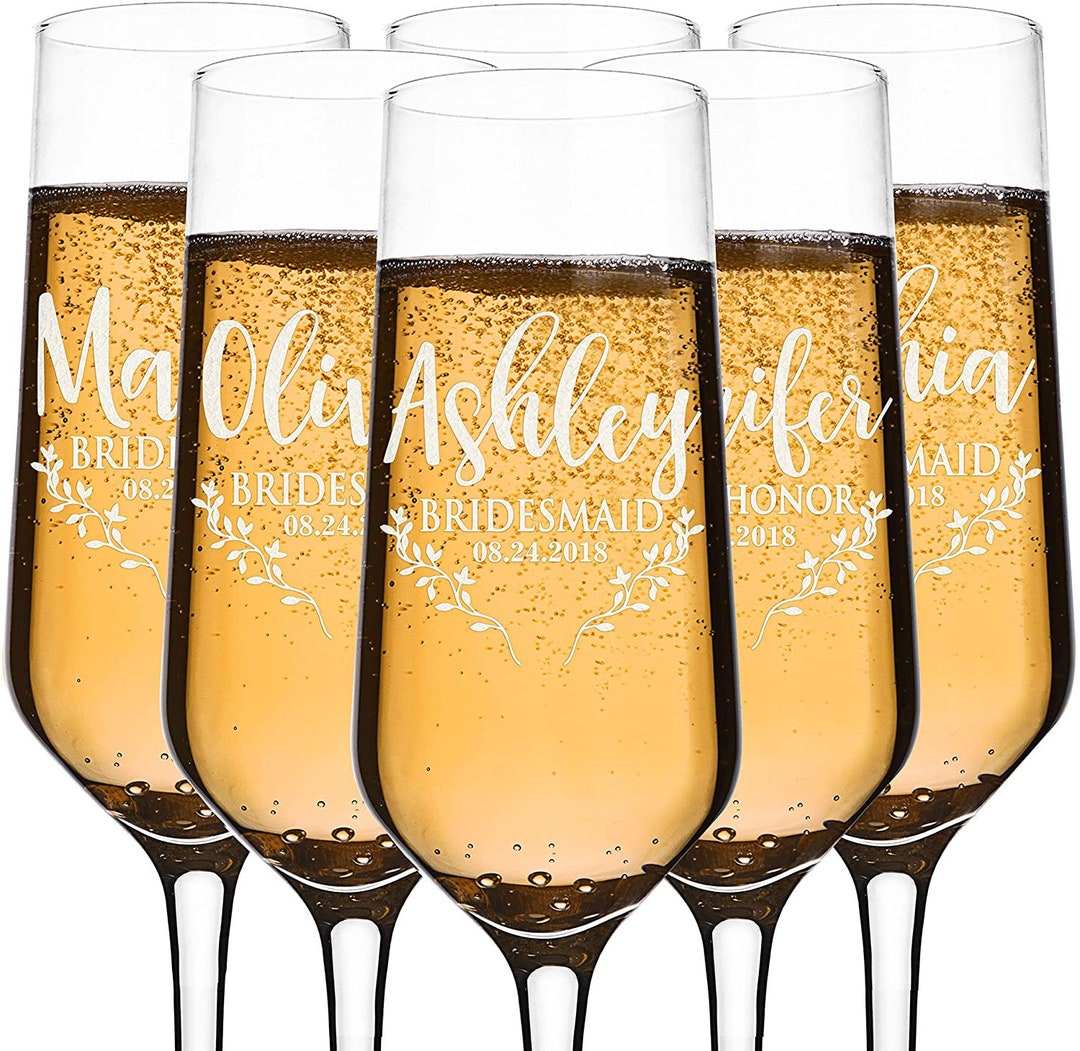Personalized Bridesmaid Champagne Flutes Bridesmaid Gifts Toasting