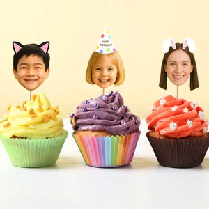 Photo Cupcake Toppers, Custom Cupcake Topper for Birthday, Personalized Cupcake Toppers, First Birthday Decorations, Baby Face Photo Cake
