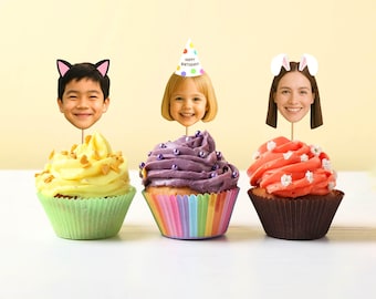 Photo Cupcake Toppers, Custom Cupcake Topper for Birthday, Personalized Cupcake Toppers, First Birthday Decorations, Baby Face Photo Cake