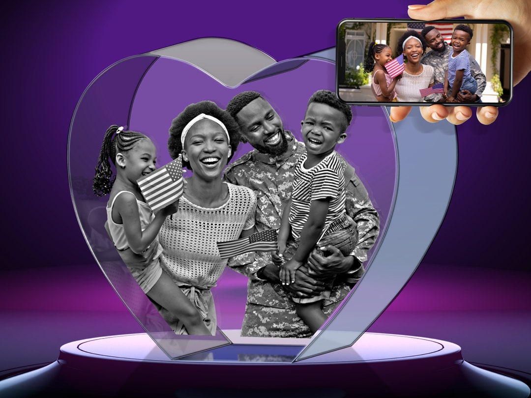 3D Crystal Photo Heart, 3D Crystal Photo With Light, 3D Photo Crystal ...