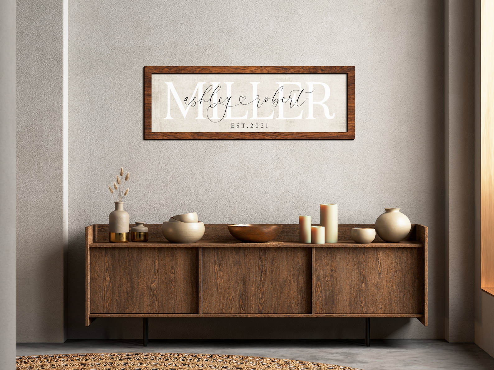 Family Sign, Framed Wood Sign With Last Name, Home Decor Housewarming ...