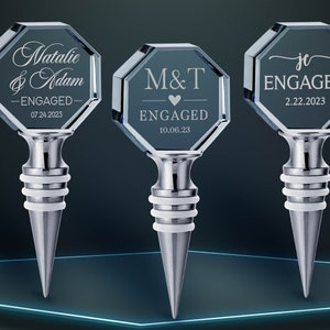 Wine Stopper Personalized, Anniversary Gift, Wedding Favor, Custom Engraved Bottle Stopper, Crystal Bottle Stopper Engagement Gift