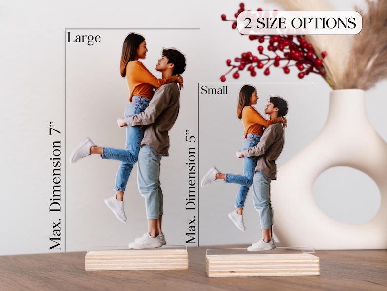 Photo Statuette, Engagement Couple Gifts, Photo Gifts, Boyfriend Gift, Portrait Gift, Acrylic Photo Cutouts, Annniversary Gifts for Him image 3