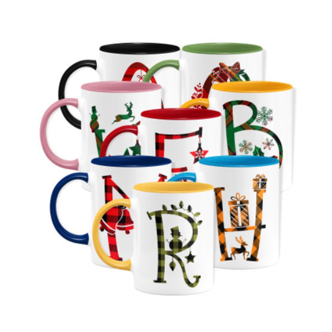 Personalized Christmas Mug Initial Christmas Xmas Coffee Mug  Etsy