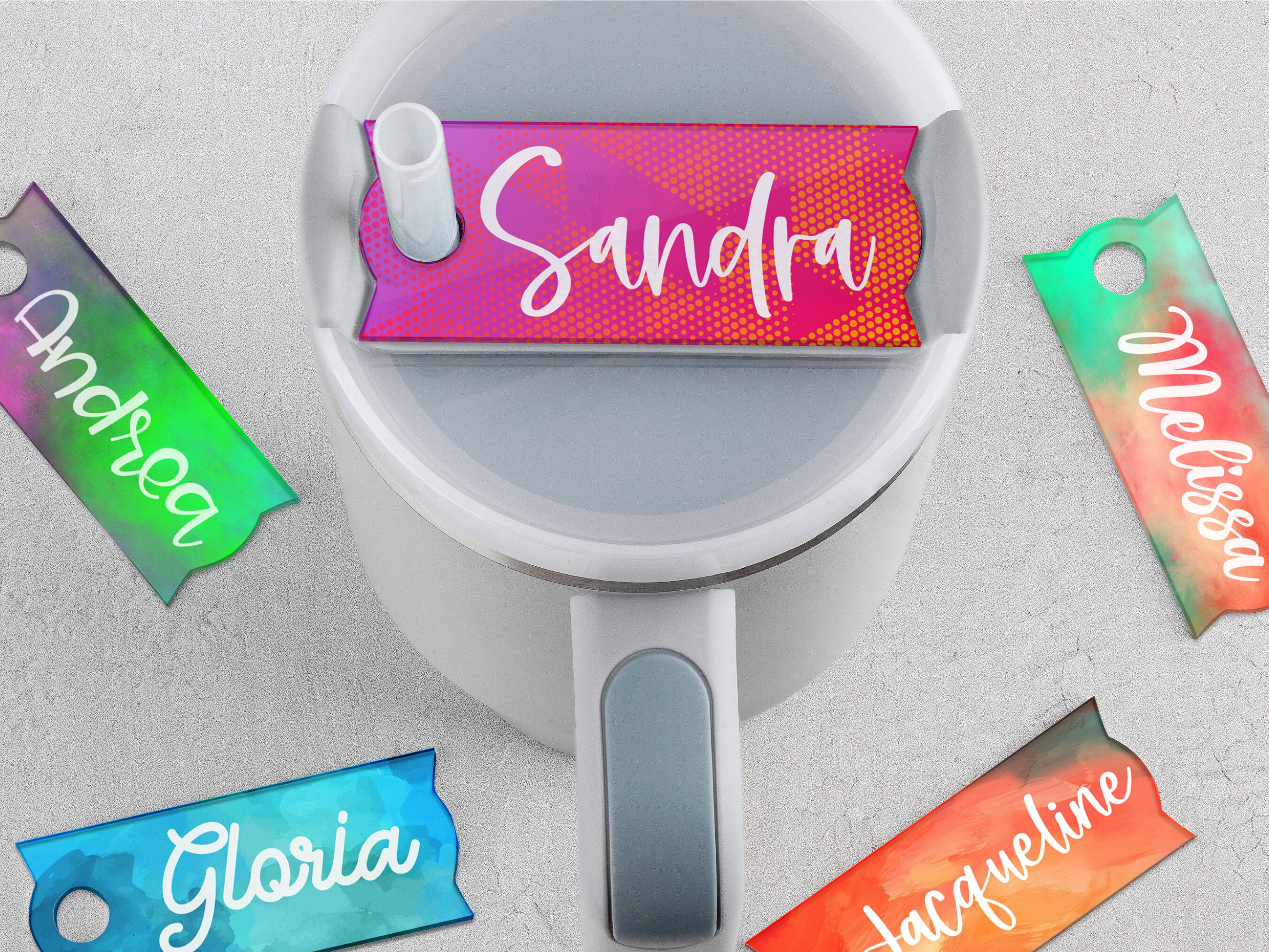 28 Pcs Customizable Name Plate DIY Kit for Stanley 30oz Tumbler H2.0, 16  Acrylic Name Tag with 12 Color Washable Markers for Personalized Name ID