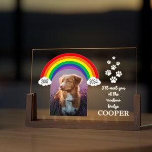 Pet Memorial Night Light, Custom Pet Plaque, Pet Night Light, Custom Pet Photo, Pet Memorial Frame, Gifts for Pets, Cat Dog Loss Gift