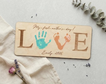 Mother's Day Handprint, First Mother's Day Keepsake, Baby's First Mother's Day Footprint Art, My First Mother's Day Sign, Gift For New Mom