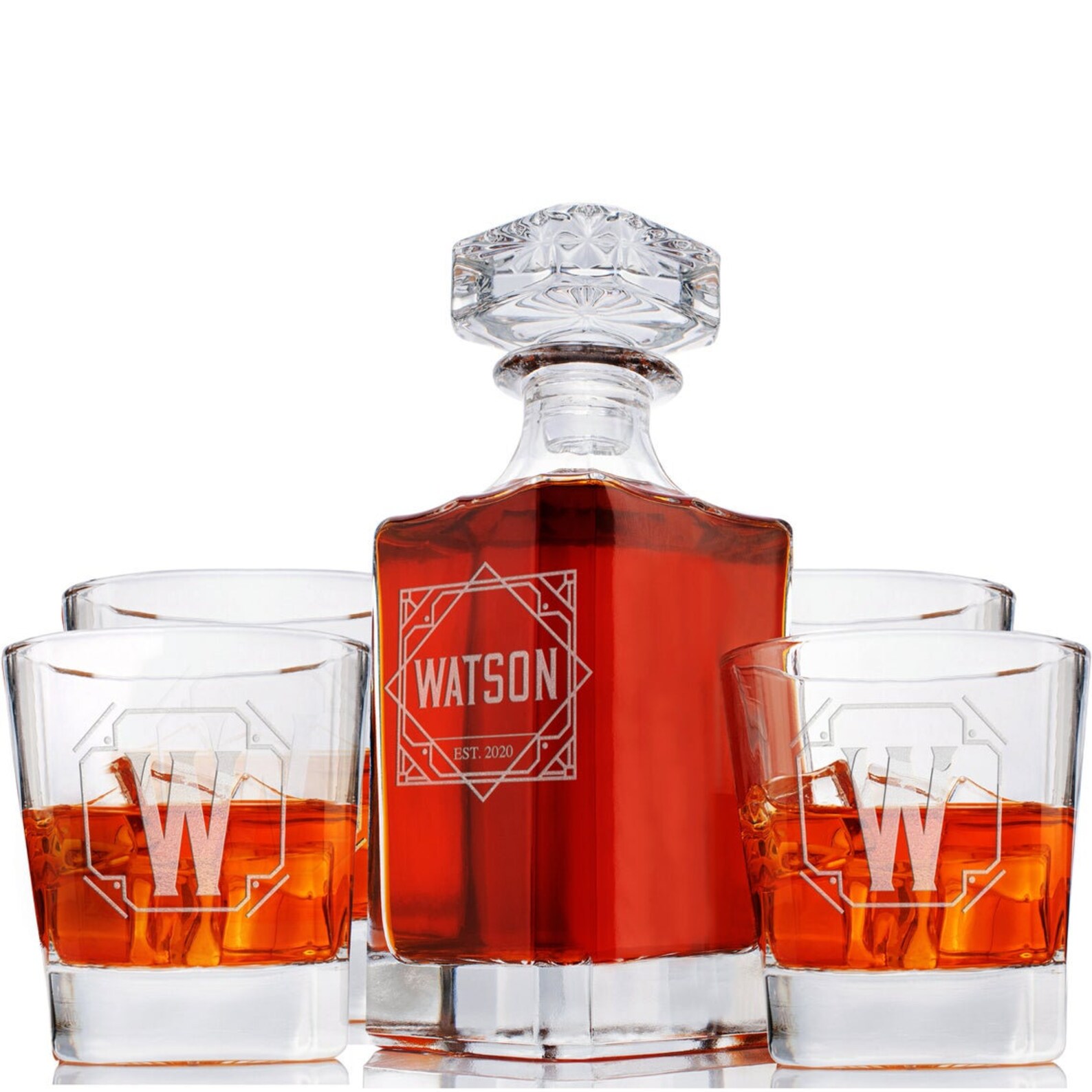 Personalized Whiskey Decanter and Glass Set Custom Logo Etsy
