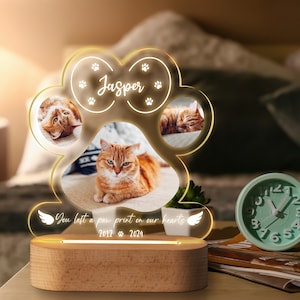 Pet Memorial Night Light, Custom Pet Plaque, Pet Night Light, Custom Pet Photo, Pet Memorial Frame, Gifts for Pets, Cat Dog Loss Gift
