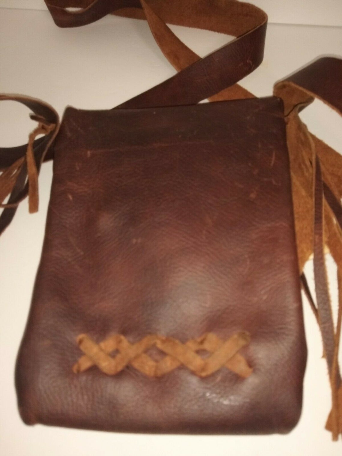 HandMade Leather Cross Body Pouch w/Deer Antler Closure Etsy