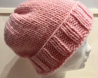 Bonnet rose en laine