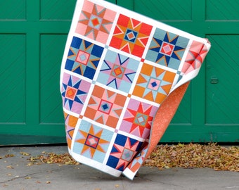 Strawflower Modern Quilt Pattern - Star quilt pattern